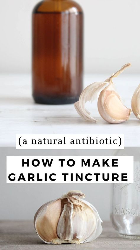 An amber glass bottle with garlic cloves in front of it. A garlic bulb next to a small glass jar on a wooden cutting board. Garlic Herbal Remedies, How To Make Tinctures, Diy Tinctures Herbal Medicine, Garlic Tincture, Diy Tinctures, Medicinal Tinctures, Tincture Recipes, Witch's Apothecary, Medicine Recipes