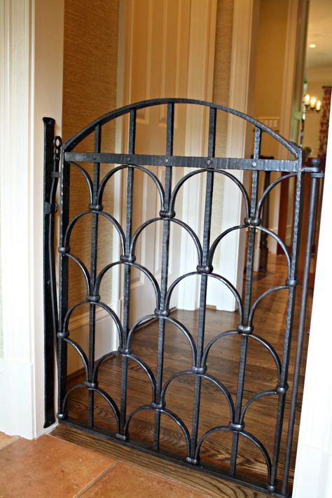 Custom Dog Gate for these Beautiful Goldens - Antietam Iron Works Dog Gates Indoor, Custom Dog Gates, Staircase Gate, Indoor Gates, Dog Gates For Stairs, Diy Dog Gate, Baby Gate For Stairs, Fence Gates, Dog Gates