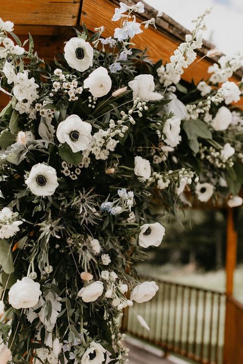 CALGARY WEDDING FLOWERS / FLORIST - PINE FOR CEDAR - WHITE BOHO MOUNTAIN WEDDING CANMORE Boho Mountain Wedding, Anemone Wedding, Boho Mountain, Anemone Bouquet, Green Wedding Flowers, White Winter Wedding, Tan Wedding, Winter Wedding Bouquet, Nye Wedding