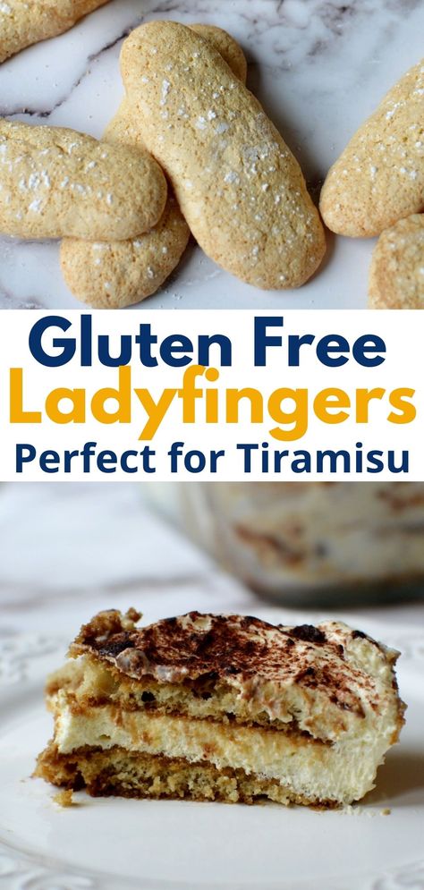 gluten free ladyfingers Gluten Free Decadent Desserts, Tiramisu Recipe Gluten Free, Fancy Gluten Free Desserts, Naturally Gluten Free Desserts, Gluten Free Ladyfingers Recipe, Gluten Free Tiramisu Recipe, Gluten Free Lady Fingers, Gluten Free Sugar Cookies Recipe, Gluten Free Tiramisu