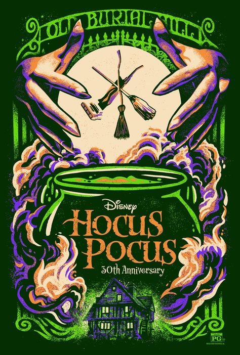 Halloween Movie Poster, Halloween Desktop Wallpaper, Hocus Pocus 1993, Hocus Pocus Movie, Disney Movie Art, Hocus Pocus Party, Theater Poster, Dorm Art, Halloween Flyer