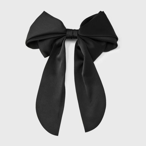 Satin Bow Hair Barrette - A New Day™ | Target Black Bow Hair Clip, Black Bow In Hair, Gracie Abrams Bow, Black Hair Ribbon, Black Bow Hair, Black Hair Bow, Iconic Christmas, Alice Costume, Black Hair Bows