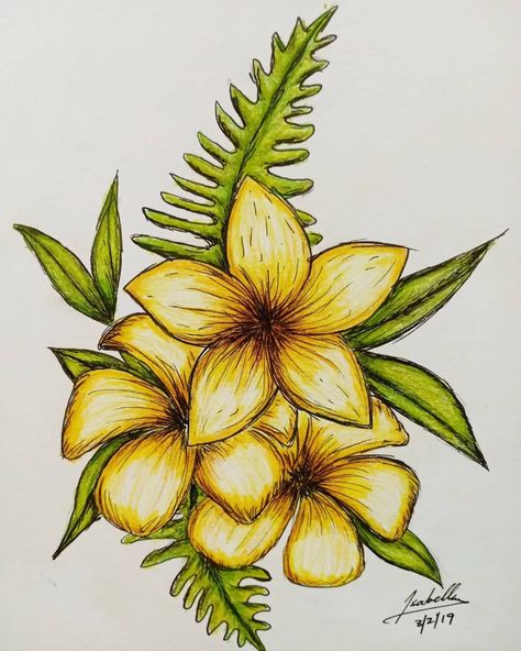 Drawing With Colourful Pens, Coloured Flowers Drawing, Pencil Sketch Flowers Simple, Coloured Drawings Pencil, Drawing Sketches With Colour, Sketch Pens Drawings, Things To Draw Coloured Pencil, Flower Painting Color Pencil, Color Pencil Sketch Flowers