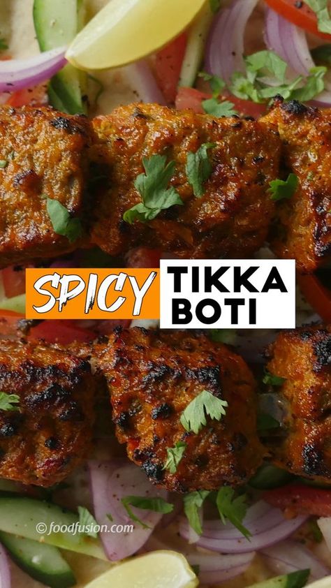 The perfect way to get your BBQ night boti right. Make this spicy tikka boti and enjoy BBQ with friends and family. #HappyCookingToYou Tikka Boti Recipe, Food Recipes In Hindi, School Lunch Box Ideas, Bbq With Friends, Chicken Starter, Chicken Starter Recipes, Dishes Recipe, Bbq Night, Bakra Eid