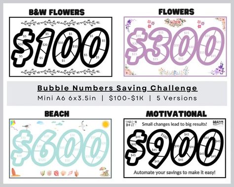 250 Savings Challenge, 500 Savings Challenge, Weekly Budget Printable, Bubble Numbers, A6 Savings Challenge, Save 1000, Sinking Fund, Digital Downloads Printables, Money Makeover