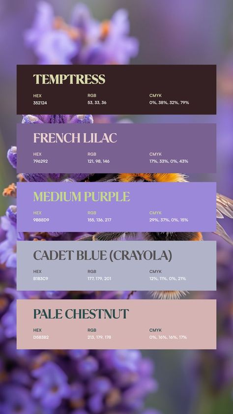 Colors:
352124
796292
9B88D9
B1B3C9
D5B3B2 Purple Tones Colour Palettes, Cute Colour Combos, Magical Color Palette, April Color Palette, September Color Palette, Purple Color Palette, Purple Palette, Pantone Colour Palettes, Color Design Inspiration