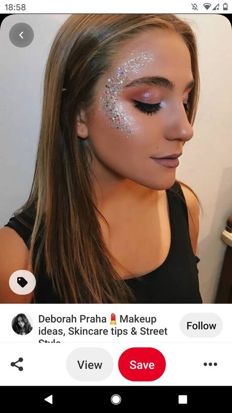 Festival Sparkle Makeup, Ways To Put Glitter On Your Face, Rave Face Glitter Ideas, Glitter Cheer Makeup, Body Glitter Ideas Festival, Face Glitter Ideas Festival Simple, Sparkly Face Makeup, Cheer Makeup High School Glitter, Easy Festival Makeup Glitter