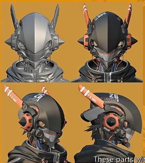 Anime Helmet Design, Scifi Helmet Concept Art, Cyberpunk Mask Concept Art, Sci Fi Helmet Design, Mech Helmet, Mecha Helmet, Robot Head Design, Mech Head, Sci Fi Mask