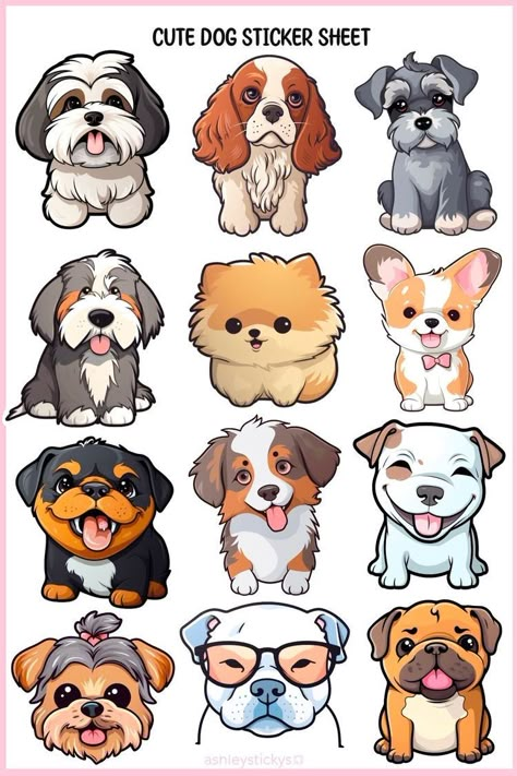 Cartoon Dog Drawing, Chibi Dog, Cute Dog Drawing, Idee Cricut, Puppy Drawing, 강아지 그림, Dessin Adorable, Dog Illustration, Cute Easy Drawings