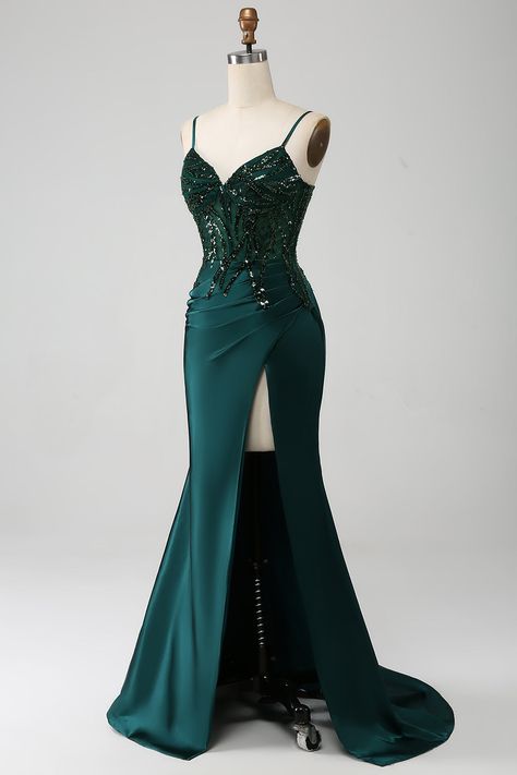 Emerald green evening dress