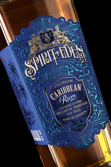 Spirit of Eden on Behance Spirits Bottle Design, Spirits Label Design, Spirits Packaging Design, Luxury Box Design, Vodka Labels, Whiskey Label, Whiskey Brands, Caribbean Rum, Ipa Beer