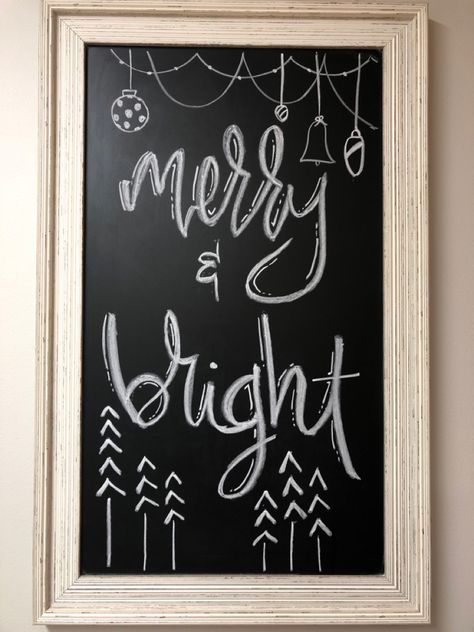 Merry And Bright Chalkboard Art, Winter Themed Chalkboard Art, Winter Wonderland Chalkboard Art, Chalkboard Art Christmas Easy, Winter Chalkboard Ideas Easy, Christmas Chalkboard Art Easy, Outdoor Blackboard, Liquid Chalk Art, Winter Chalkboard Art