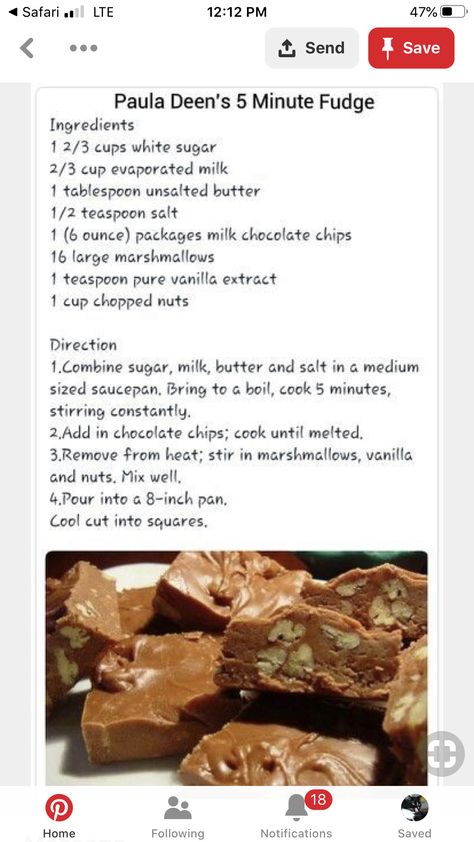 5 Minute Fudge, Easy Fudge, Homemade Fudge Recipes, Fudge Ingredients, Paula Deen Recipes, Fudge Recipes Easy, Homemade Fudge, Candy Recipes Homemade, Valentine Desserts