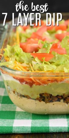 The Ultimate 7 Layer Dip recipe is packed with layers of Cream Cheese, Sour Cream, Ground Beef (and/or Beans), Guacamole, Salsa, Cheese, and more! Layer Dip Recipe, 7 Layer Dip Recipe, Mexican Layer Dip, Cauliflower Dip, Layered Dip, Layered Bean Dip, Layered Taco Dip, Taco Dip Recipe, Layered Dip Recipes