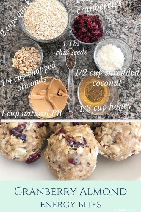 Almond Energy Bites, Cranberry Almond Energy Bites, Coconut Energy Balls, Energy Balls Healthy, Protein Balls Recipes, Energy Bites Recipes, No Bake Energy Bites, Clean Snacks, Healthy Protein Snacks