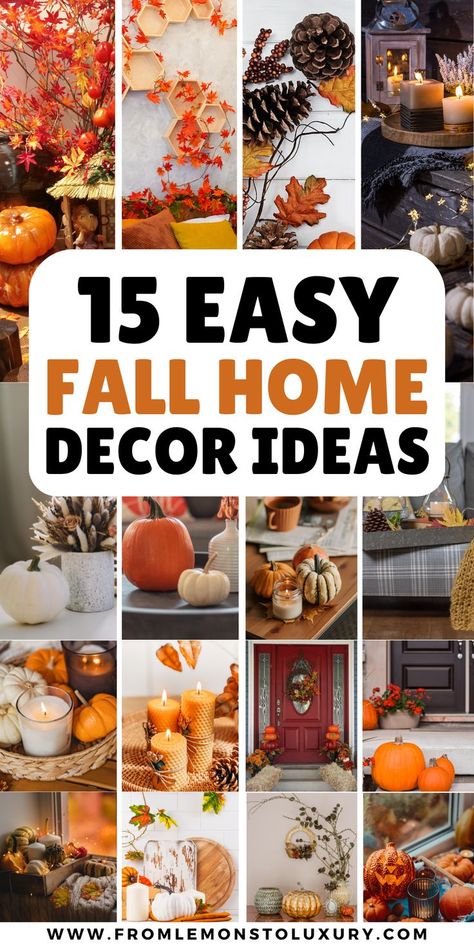 fall decor ideas Fall Decorations Ideas For Home, Low Budget Fall Decor, Fall 2024 Decor Color Trends, Fall Decor Arrangements, Thanksgiving Decor Ideas Diy, Decorating For Thanksgiving Home, Handmade Fall Decorations, Traditional Fall Decor Ideas, Farmhouse Fall Mantle Decor