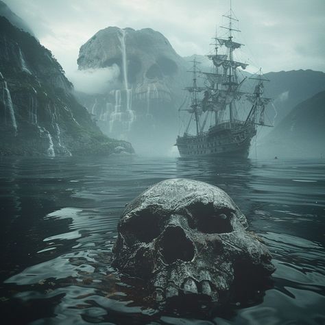 "Tales of the sea, where legends and mysteries unfurl 🌊💀" --- Whispers of lost treasures and ancient mariners echo with each wave, as the fog veils secrets of the deep. #seafaring #piratelegends #mysteriousseas #nauticaltales #shipwreck #skullandcrossbones #oceanadventures #ghostship #maritime #seaexploration #vintage #throwback #adventuretime #mysticalsea #photography #photooftheday #picoftheday #instaadventure #epic 🌌🚢💀 Potc Aesthetic, Nautical Horror, Cthulhu Tattoo, Captain Blood, Hms Hood, Sea Shanties, Sea Tattoo, Ancient Mariner, Pirates Cove