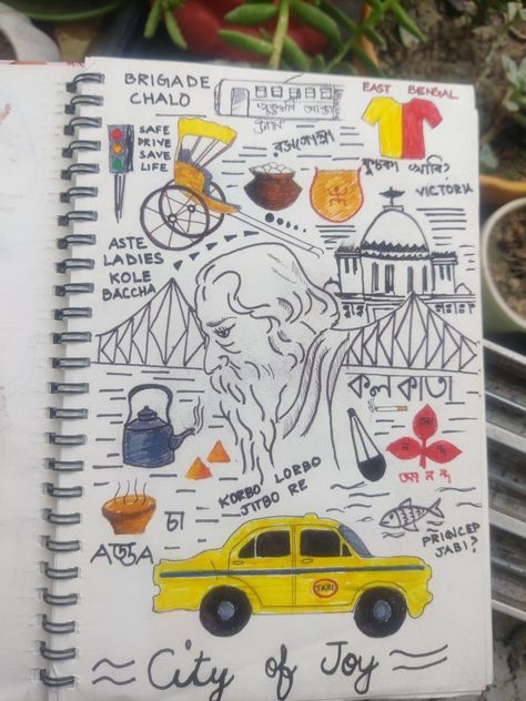 Bengali Doodle Art, Kolkata Drawing Sketch, Kolkata Doodle Art, Blue Pen Sketch Simple, Kolkata Drawing, Bengali Drawing, Kolkata City Drawing, Sketch Simple, Watercolor Food Illustration