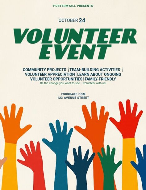 White Illustrative Volunteer Event Flyer (us | PosterMyWall Volunteers Needed Flyer, Fundraising Poster Ideas, Volunteer Poster Design, Volunteer Illustration, Fundraising Poster, Event Poster Template, Linkedin Background Image, Kindle Book Cover, Etsy Banner