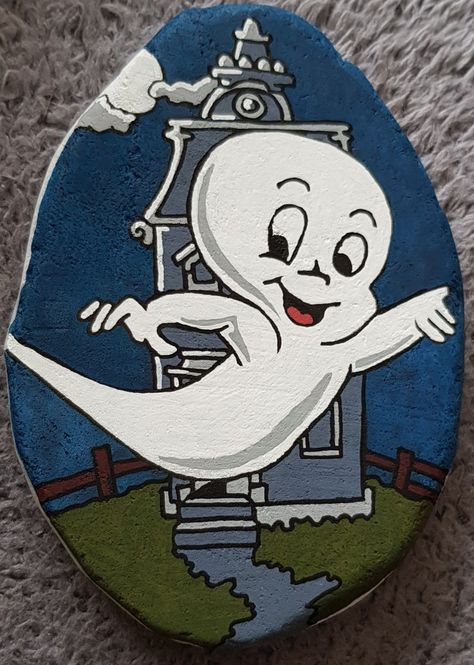 Spooky Rock Painting, Happy Stone, Rose Rings, Halloween Pumpkin Jack O Lantern, Garden Rock Art, Halloween Rocks, Casper The Friendly Ghost, Happy Stones, Friendly Ghost