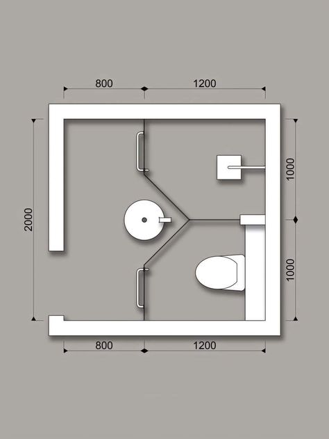 2x2 Bathroom, 2m Bathroom, Bathroom Layout Plans, Small Bathroom Layout, Bathroom Plan, Bathroom Dimensions, Bathroom Design Layout, Bathroom Plans, Bathroom Floor Plans