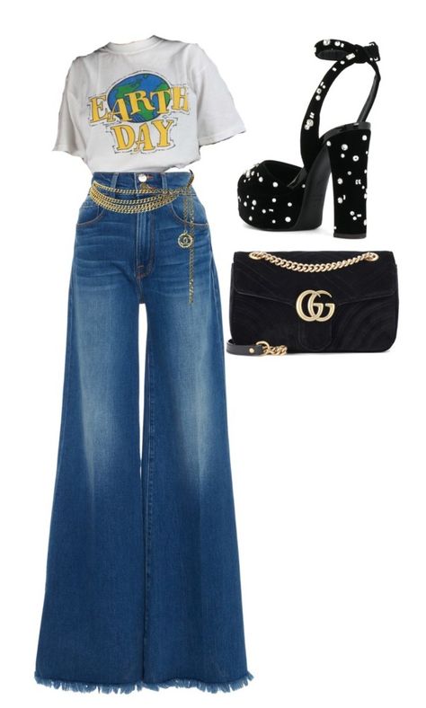 Glitter Tops Outfit, Polyvore Outfits Aesthetic, Cargo Pant Outfits, Stylish Casual Outfits, Flare Jeans Black, Chic Black Outfits, Fashionable Dresses, Outfit Styles, Effortlessly Chic Outfits