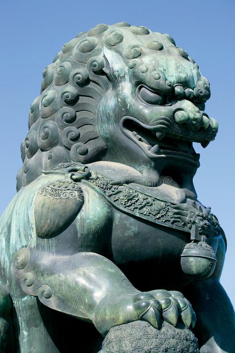 Guardian lion. A Guardian lion in front the the Emperor's Palace in Beijing , #Ad, #front, #lion, #Guardian, #Beijing, #Palace #ad Foo Dog Tattoo, Foo Dog Statue, Guardian Lion, Traditional Sculptures, Tiger Tattoo Design, Lion Mask, Stone Lion, Fu Dog, Japan Tattoo Design