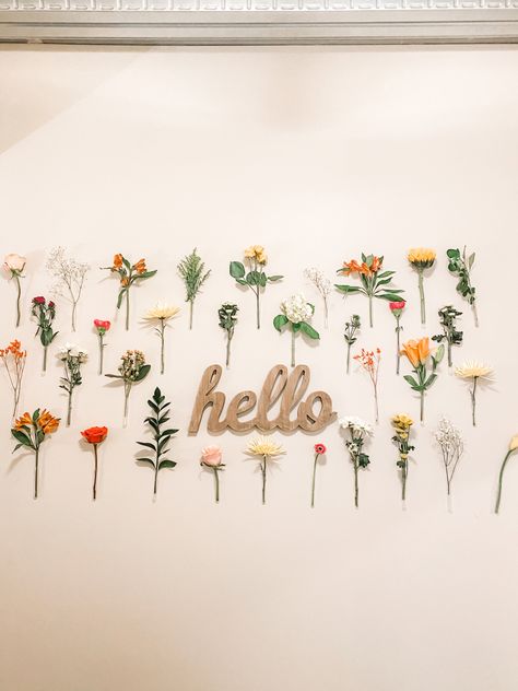 Flowers Flower Wall Birthday Party, Floating Flower Wall, Hanging Flower Wall Decor, Flowers On Wall, Fake Flower Wall, Townhome Decorating, Fake Flowers Decor, Cute Diy Room Decor, Mothers Day Decor