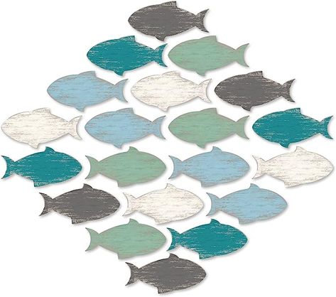 Weysat 20 Pcs Wooden School of Fish Beach Wall Decor Fish Wall Art Wood Fish Nautical Coastal Theme Fish Wall Decor Hanging Fish Wall Art for Outdoor Lake House Home Beach Decorations Ocean Bathroom Decor, Coastal Bathroom Decor, Fish Decor, Wall Decor Hanging, Coastal Theme, School Of Fish, Fish Wall Decor, Wood Fish, Nautical Wall Decor