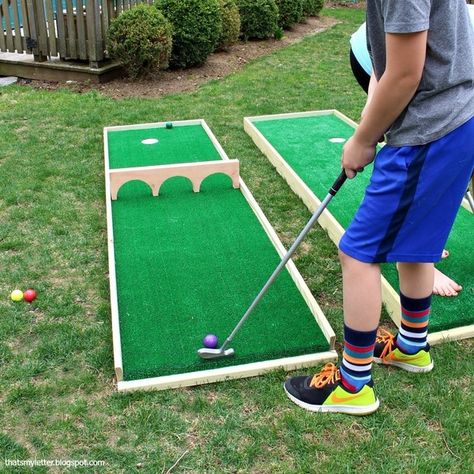 MINI PUTT COURSE - RYOBI Nation Projects Backyard Games Kids, Mini Putt, Diy Yard Games, Outside Games, Outdoor Games For Kids, Yard Games, Backyard Playground, Backyard Games, Carnival Games