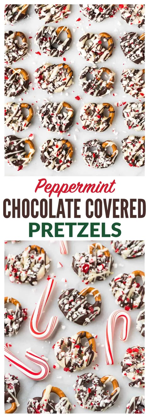 Dark or white chocolate peppermint covered pretzels are an easy, thoughtful homemade edible gift idea for the holiday season. Holiday Pretzel Treats Christmas Candy, Peppermint Covered Pretzels, Chocolate Pretzel Ideas, Chocolate Covered Pretzels Christmas Gift, Holiday Treats Pretzels, Chocolate Covered Pretzels For Christmas, Xmas Chocolate Covered Pretzels, Best Chocolate Covered Pretzels, Peppermint Pretzels Christmas