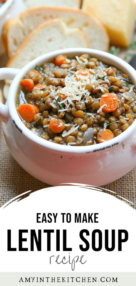 Brown Lentil Soup, Crohns Friendly Recipes, Italian Lentil Soup Recipe, Healthy Lentil Soup, Homemade Lentil Soup, Best Lentil Soup, Lentil Potato Soup, Daniel Fast Meal Plan, Low Calorie Soup Recipe