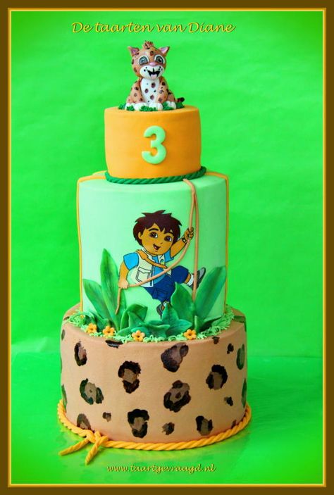 Go Diego Go! - Cake by Diane Gunst Go Diego Go Cake, Go Diego Go Birthday Party, Dora Birthday Cake, Diego Cake, Diego Go, Birthday Favors Kids, Go Diego Go, 1st Birthday Cakes, Boy Baby Shower Themes