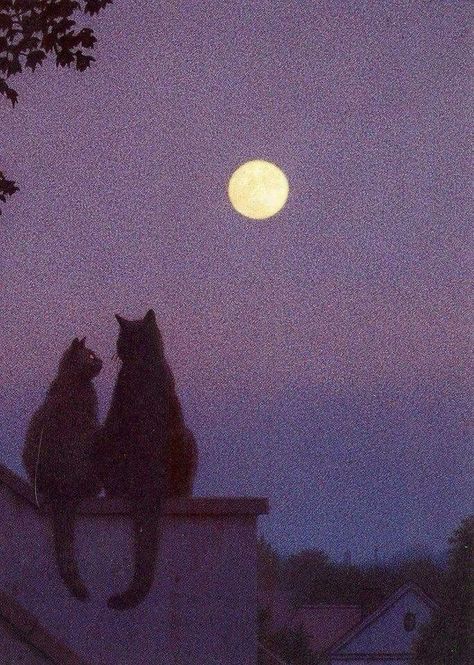 Staring At The Moon, Cats Meowing, Moon Lights, Adorable Cats, Aesthetic Stuff, Painting Inspo, Blue Moon, You Make Me, Cat Art