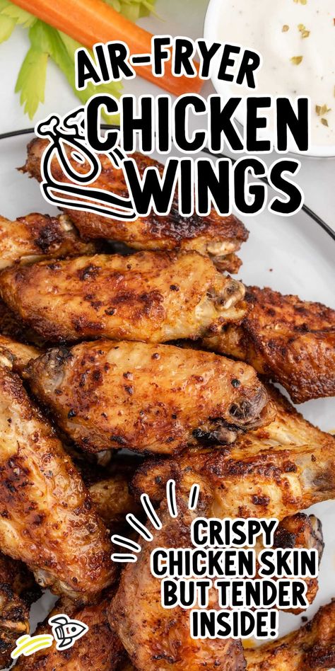 How Long To Air Fry Chicken Wings, Air Fryer Chicken Wings Easy, Air Fryer Drummettes Crispy, Air Fryer Chicken Wing Recipes, Oven Air Fryer Chicken Wings, Homemade Wing Sauce, Airfryer Chicken Wings, Best Air Fryer Chicken Wings, Air Fryer Frozen Chicken Wings