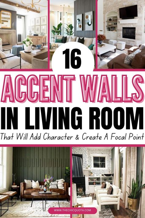 16 Stunning Accent Walls In Living Room | How To Add Character To Your Space - The Chic Quota Wall Color Living Room, Decor Ideas Above Couch, Accent Wall Ideas Living Room, Ideas Above Couch, Accent Wall Design Ideas, Living Room Accent Wall Ideas, Room Accent Wall Ideas, Living Room Stand, Wall Ideas Living Room