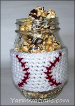 Caramel Corn recipe and cute knitted baseball sleeve! Love! Caramel Corn Recipe, Crochet Baseball, Coffee Cozy Pattern, Caramel Corn Recipes, Crochet Mug Cozy, Crochet Coffee Cozy, Crochet Cup Cozy, Cozy Pattern, Corn Recipe