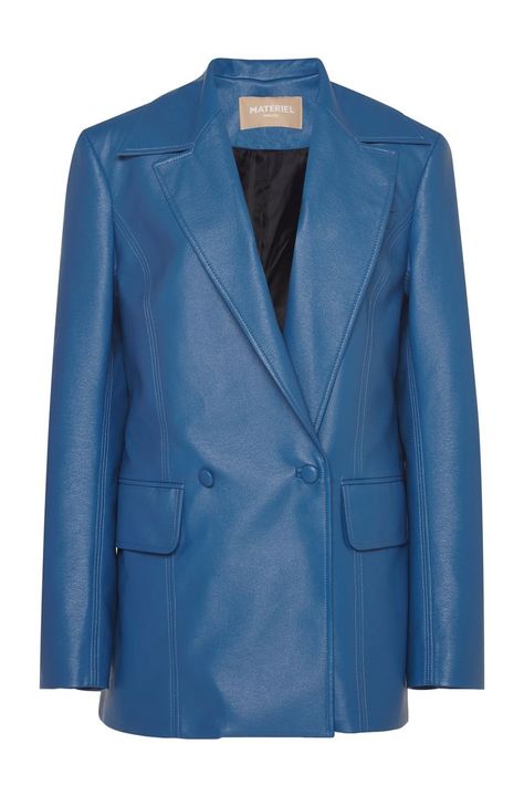 Faux Leather Blazer, Best Leather Jackets, Women's Jackets, Summer Jacket, Leather Blazer, Dream Clothes, Colored Blazer, Leather Coat, Blue Leather