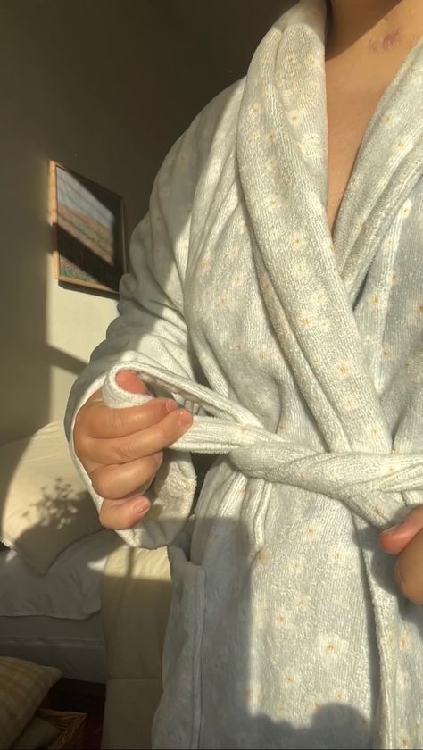 Bath Robes Aesthetic, Bath Robe Aesthetic, Dressing Gown Aesthetic, Aesthetic Coastal Granddaughter, Gown Aesthetic, Cozy Clothing, Aesthetic Coastal, Fashion Student, Dorm Inspo