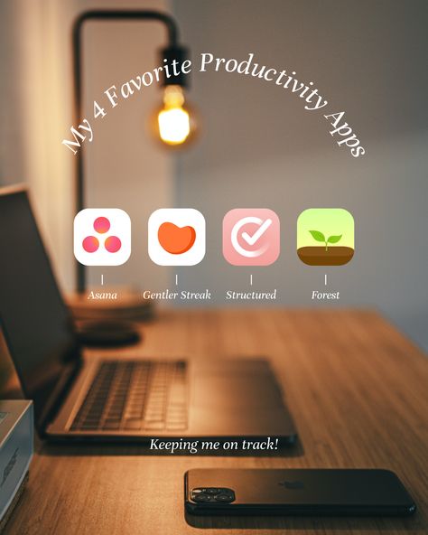 These are my top 4 apps that keep me on task during my work day, and reaching my broader monthly and yearly goal
1️⃣ Asana: My ultimate taskmaster for work & life, keeping me organized

2️⃣ GentlerStreak: Tracking fitness using activity and sleep data - and a gentle approach

3️⃣ Structured: My daily planner! Set notifications and timers to conquer every task, every day.

4️⃣ Forest: Planting virtual trees to stay phone-free while I work, watching my productivity grow Best Daily Planner Apps, Daily Planner App, My Daily Planner, Good Apps To Download, Best Daily Planner, Timer App, Planner Apps, Apps For Teens, Yearly Goals