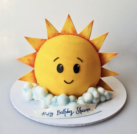 Sunshine Birthday Cakes, Bday Cupcakes, Sun Cake, Half Birthday Cakes, Sunshine Birthday Parties, Fondant Baby, One Year Birthday, Space Birthday Party, Sunshine Birthday