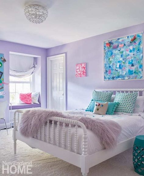 Pink Purple Bedroom Girl Rooms, Purple Beach Bedroom, Purple Interior Design Bedroom, Light Purple Bedroom Ideas Girl Rooms, Lilac Bedroom Ideas Kids, Lavender Girls Room Bedroom Ideas, Purple Room Ideas Kids, Blue And Purple Girls Room, Kids Purple Room