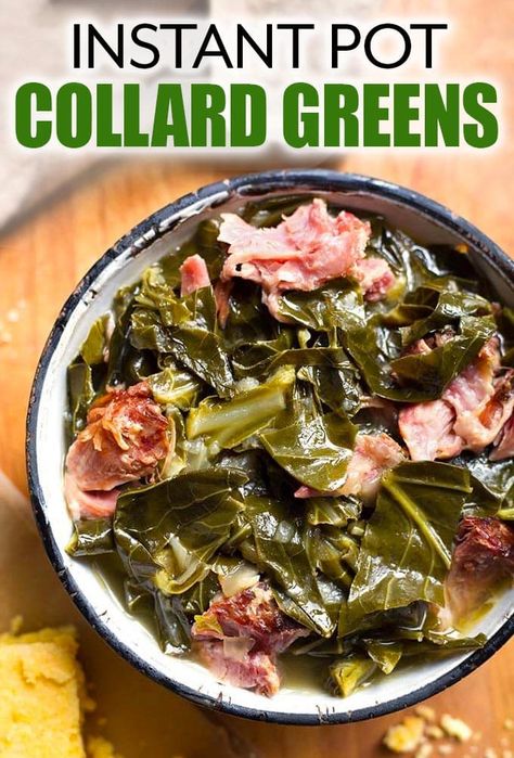 Greens And Ham Hocks, Collard Greens Recipe Ham Hock, Instant Pot Collard Greens, Crockpot Collard Greens, Easy Collard Greens Recipe, How To Cook Collards, Cooking Collard Greens, Greens Recipe Soul Food, Southern Collard Greens