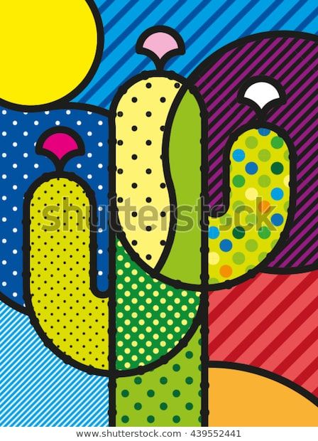 Descubra Pop Art Modern Vector Illustration Cactus imágenes de stock en HD y millones de otras fotos, ilustraciones y vectores en stock libres de regalías en la colección de Shutterstock. Se agregan miles de imágenes nuevas de alta calidad todos los días. Romero Britto Art, Britto Art, Pop Art Background, Pop Art Modern, Pop Art Drawing, Flowers Background, Pop Art Design, Dry Flowers, Cactus Art