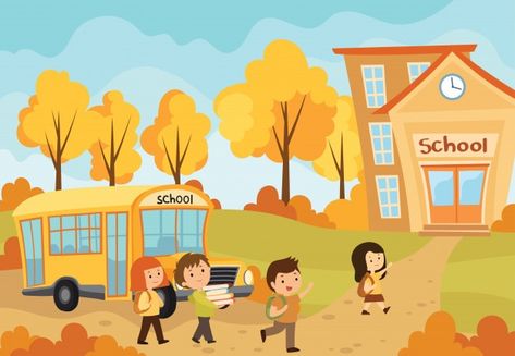 Children going to school. illustration o... | Premium Vector #Freepik #vector #school #kids #character #cartoon Animation Schools, Kids Going To School, School Illustration, School Cartoon, Cartoon Books, Teacher Books, Childrens Books Illustrations, Going To School, Picture Illustration