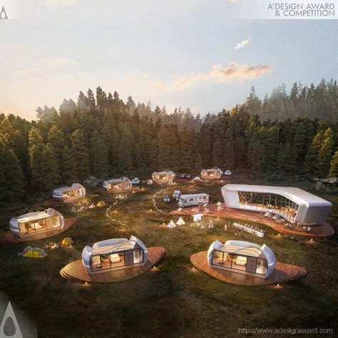 Resort Design Plan, Nomadic Lifestyle, Glamping Resorts, Tiny House Community, Glamping Site, Resort Design, Holiday Village, Terrace Design, Container House Design