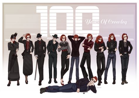 Crowley Good Omens Inspired Outfits, Crowley Outfit Season 2, Fem Crowley Cosplay, Crowley Outfit Ideas, Crowley Fashion, Crowley Inspired Outfit, Crowley Outfit, Crowley Costume, Fem Crowley