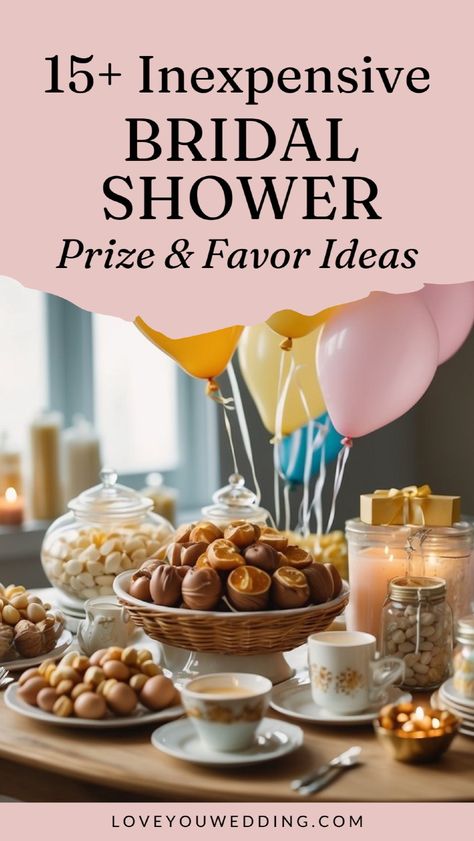 If you’re organizing a bridal shower, you’ll need to sort out the bridal shower favors and prizes for your games! We’re here to help with 15+ cute and cheap bridal shower favor ideas that won’t cost much but your guests will adore. Click through for more on these affordable wedding shower favors. Fall Bridal Shower Prizes, Game Gifts For Bridal Shower Prize Ideas, Boho Bridal Shower Ideas Party Favors, Wedding Shower Favor Ideas, Bridal Shower Giveaways, Bridal Shower Gift Ideas For Guests, Bridal Shower Prizes For Games, Prizes For Bridal Shower Games, Bridal Shower Prize Ideas