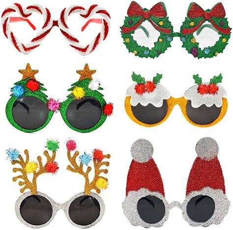 Amazon.com: Novelty Christmas Sunglasses Creative Funny Glasses Happy New Year Celebration Eyewear, Holiday Costume Party Supplies Decoration for Kids and Adults: Clothing Christmas Sunglasses, Antler Christmas Tree, Xmas Costumes, Antler Christmas, Christmas Coat, Christmas Photo Booth, Holiday Favors, Christmas Glasses, Santa Candy