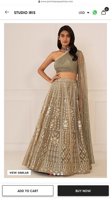 Shimmer Lehenga, Off Shoulder Lehenga, Studio Iris, Grey Lehenga, Drape Blouse, Ethnic Wears, Organza Lehenga, Work Lehenga, Draped Blouse